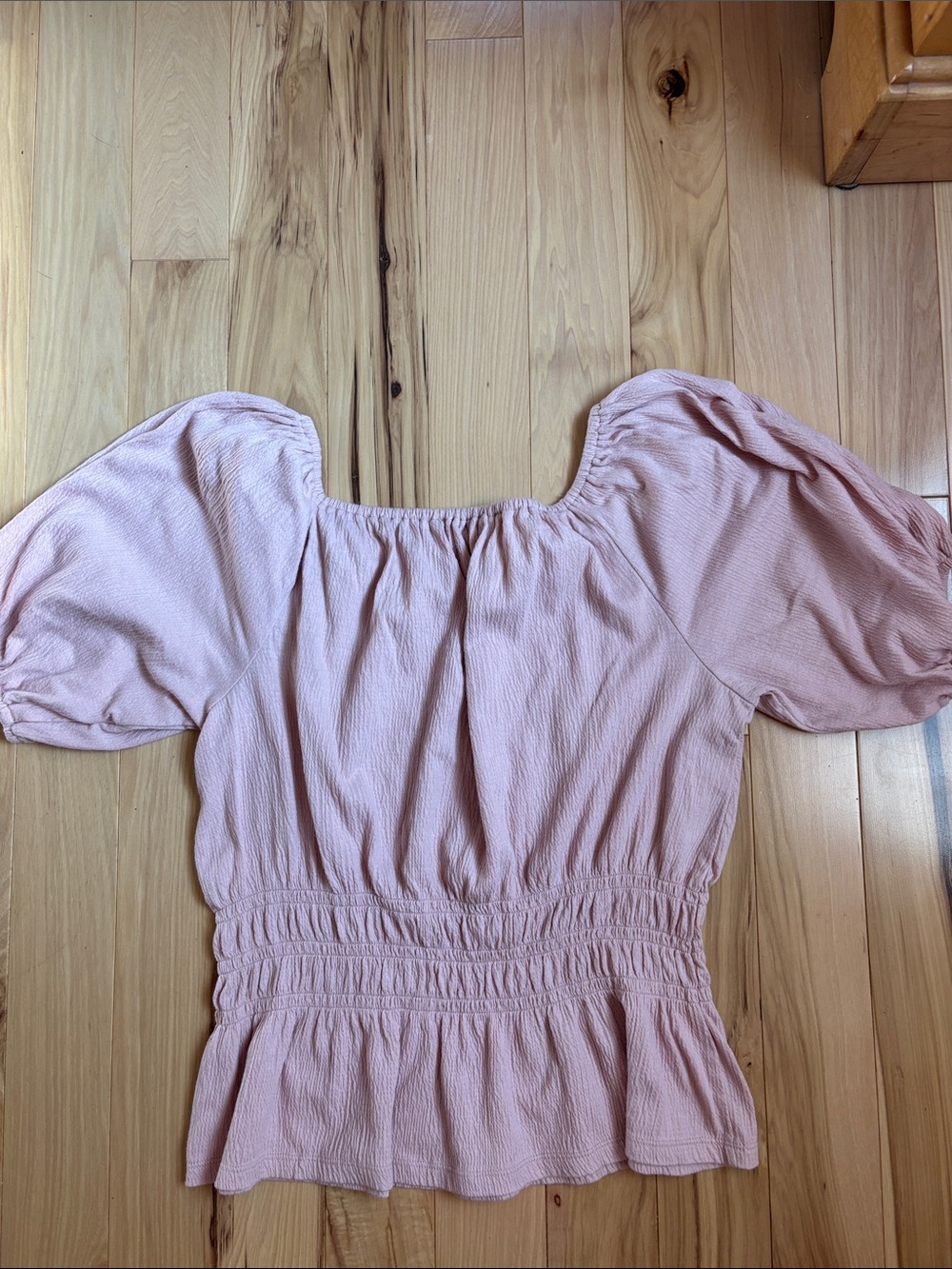 LOFT Dusty Pink Puff Sleeve Smocked Top - Picture 3 of 4